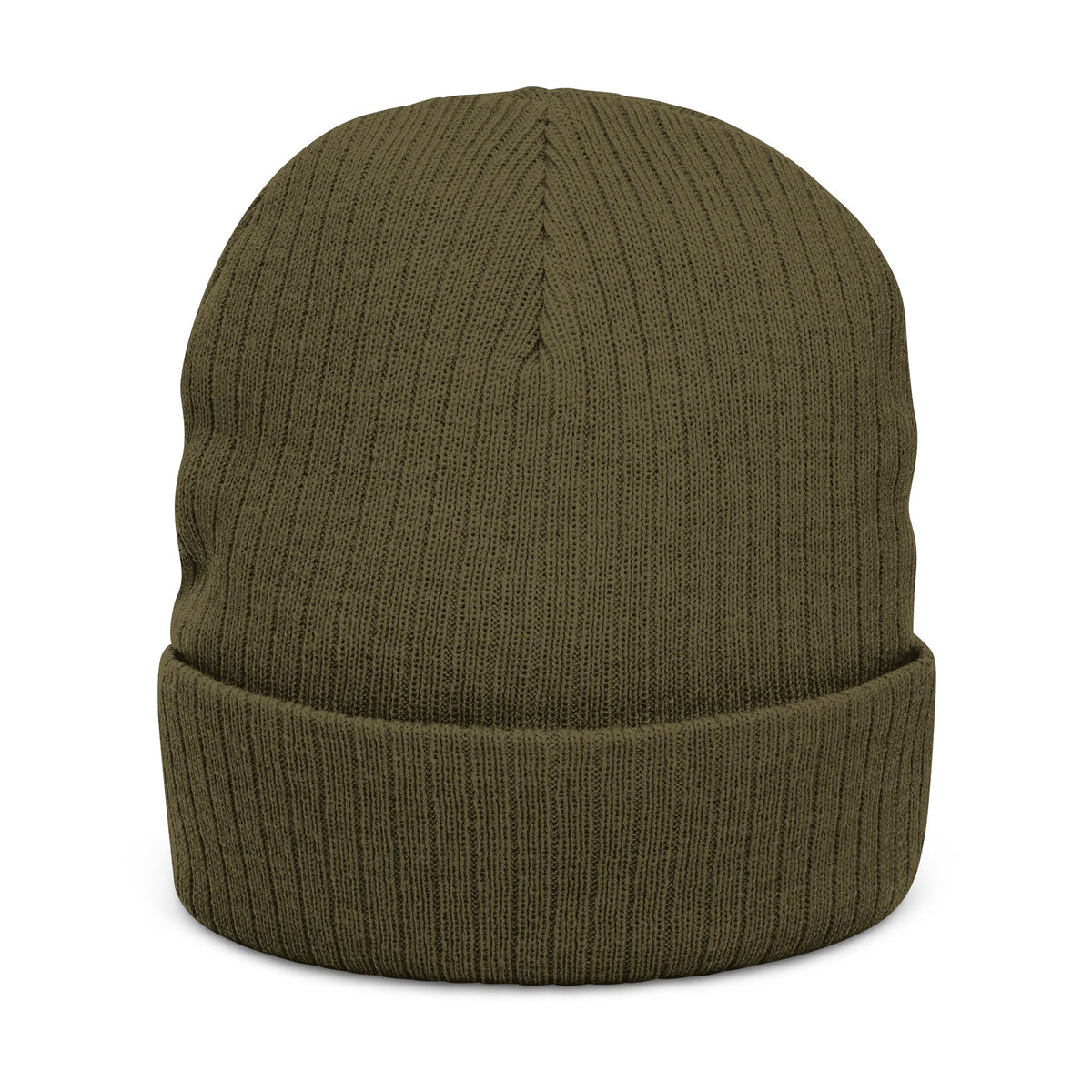 Ribbed Knit Beanie — Embroidered Patch Winter Hat