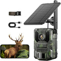 Solar Cellular Trail Camera 4G LTE 2.5K 32MP Hunting Camera 65FT Night Vision 0.1S PIR AI Detection IP66 Wildlife Monitor