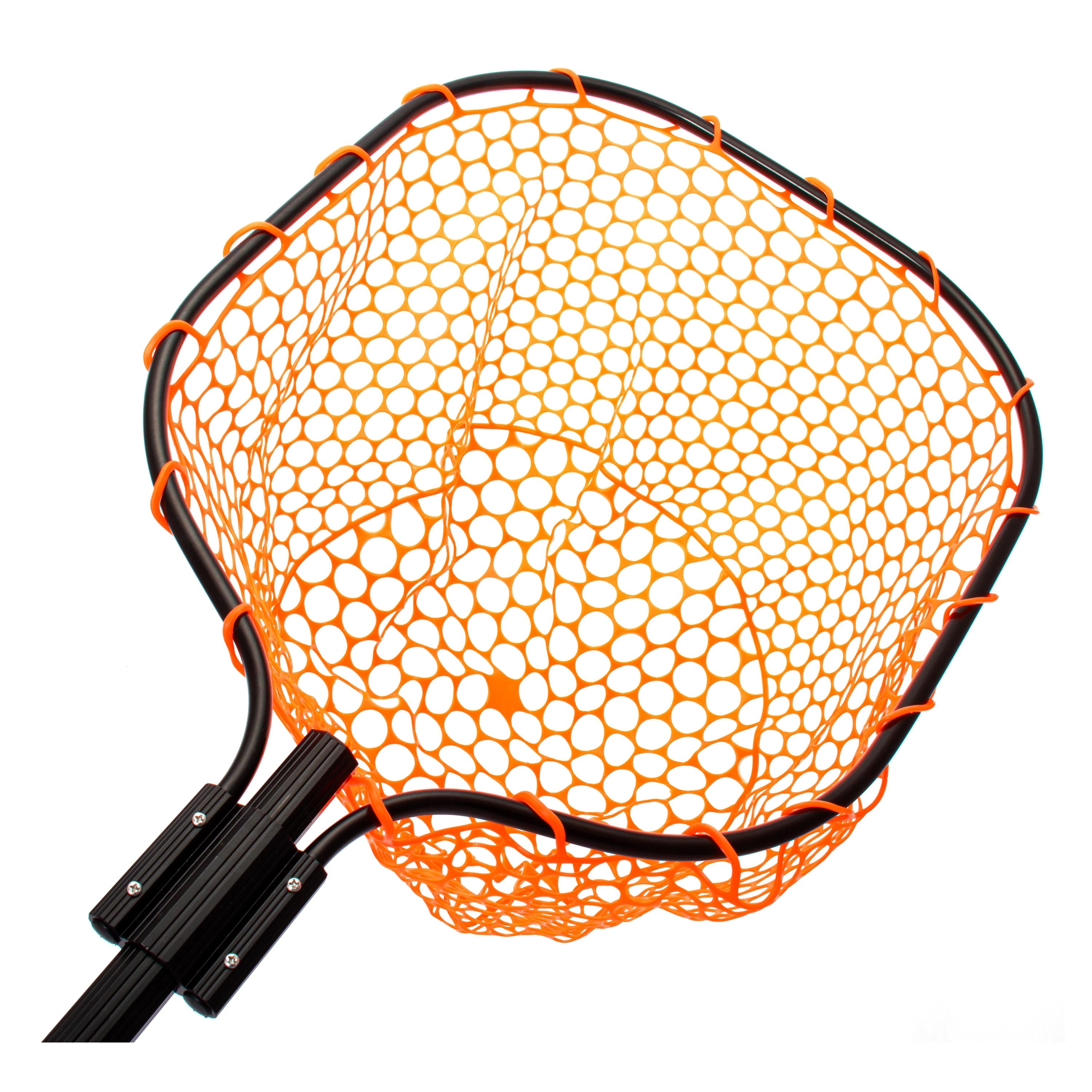 Telescoping Rubber Landing Net with Aluminum Handle, Orange Mesh