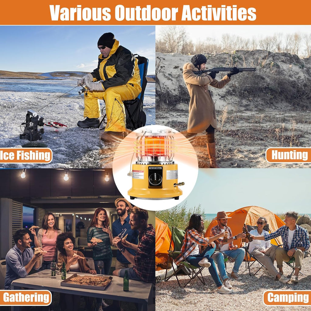 2 in 1 Propane Heater & Stove, 13000 BTU Portable Propane Heater with Handle, Outdoor Heater Gas Stove for Patio, Camping, Tent, Ice Fishing, Garage