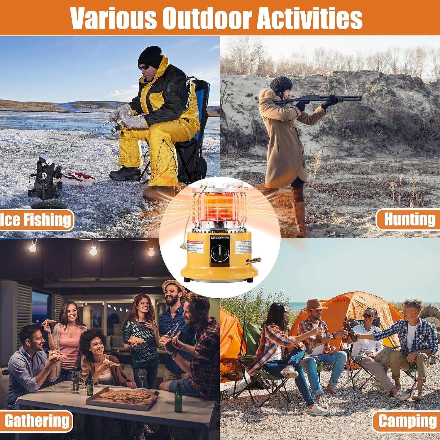 2 in 1 Propane Heater & Stove, 13000 BTU Portable Propane Heater with Handle, Outdoor Heater Gas Stove for Patio, Camping, Tent, Ice Fishing, Garage