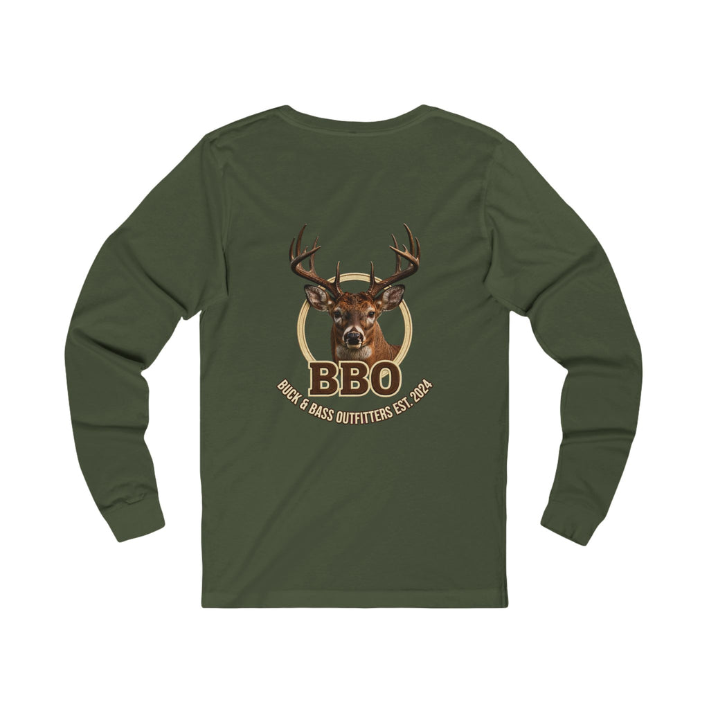BBQ Buck Long Sleeve Tee — Deer Hunter BBQ Graphic Shirt