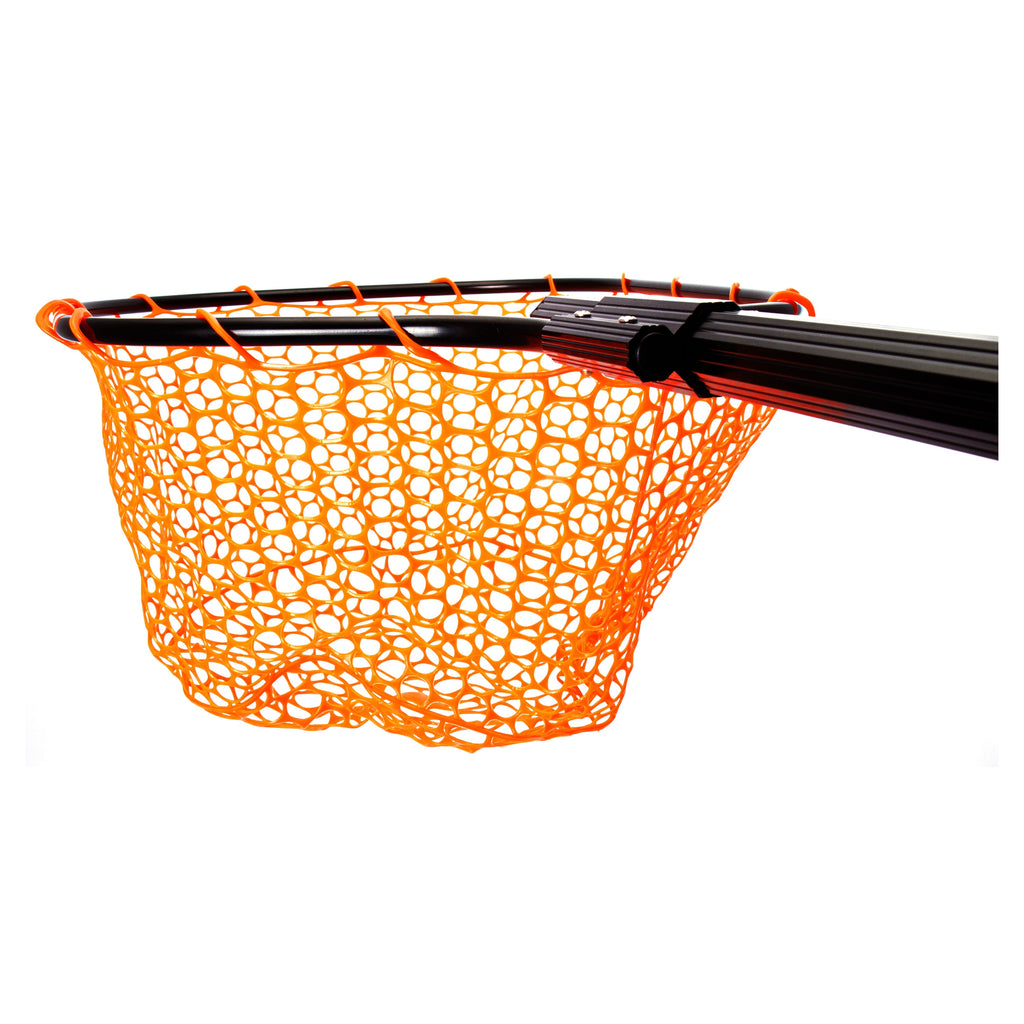 Telescoping Rubber Landing Net with Aluminum Handle, Orange Mesh