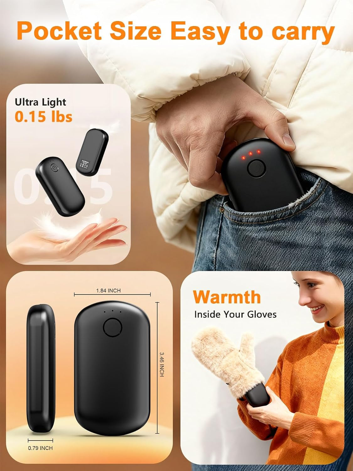 Tiny Toasty Tacos: Rechargeable Hand Warmers for Your Frosty Fingers - 6000Mah of Snuggly Heat for 24 Hours of Winter Shenanigans!