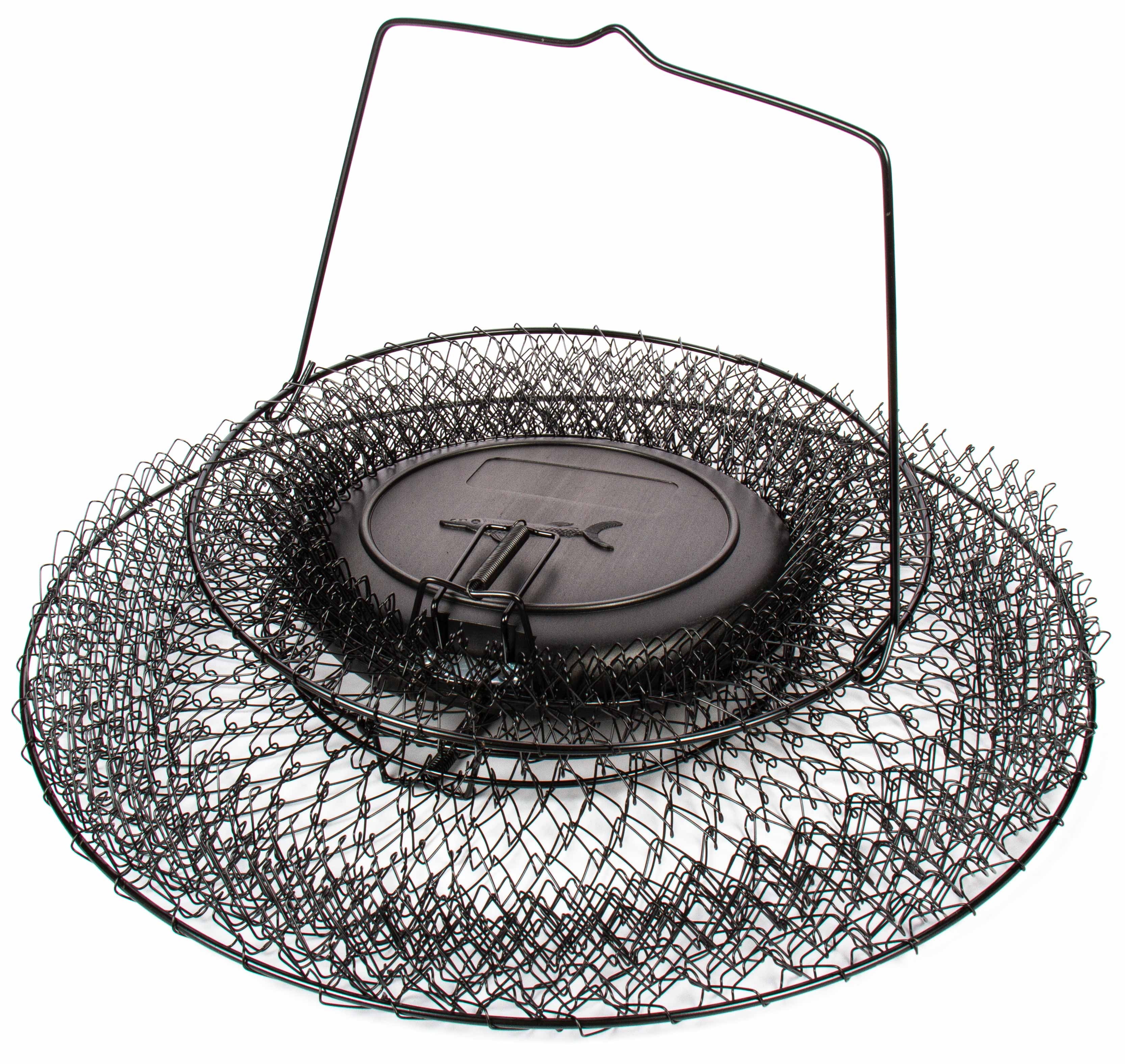 15 in X 21 in Collapsible Floating Wire Fishing Basket with Trap Doors and Handle