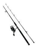 Grit Stick Fishing Rod and Reel Spinning Combo, 7-Foot Medium Heavy Action 2-Piece Fishing Rod, Size 5000 Reel, Left/Right Hand Retrieve, Grey with Orange