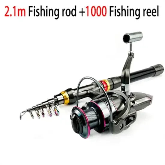 Buck And Bass Carbon Fiber travel spinning rod and reel combo 