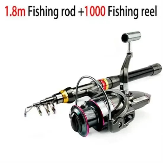 Buck And Bass Carbon Fiber travel spinning rod and reel combo 
