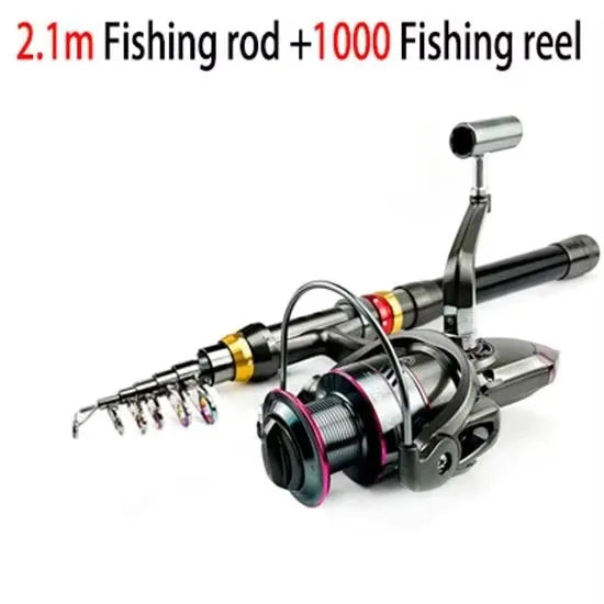 Buck And Bass Carbon Fiber travel spinning rod and reel combo 