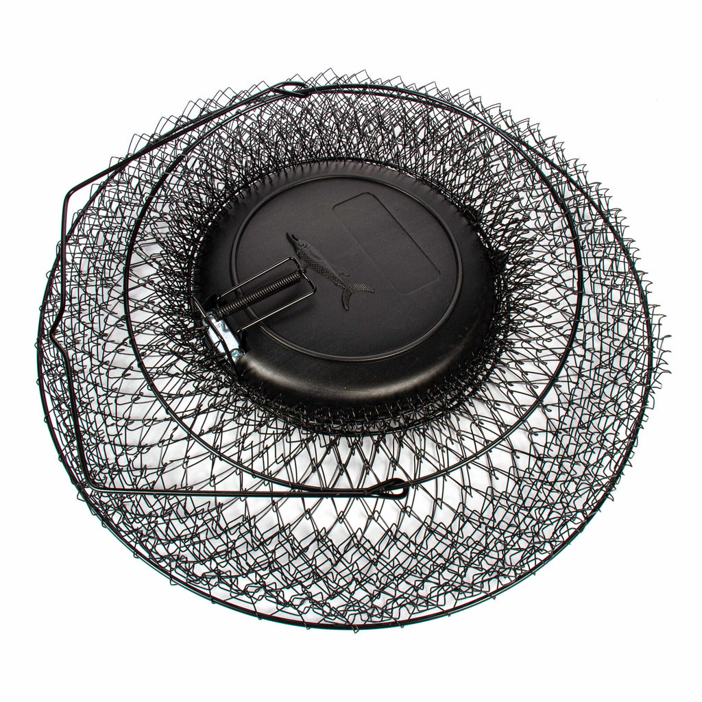 15 in X 21 in Collapsible Floating Wire Fishing Basket with Trap Doors and Handle