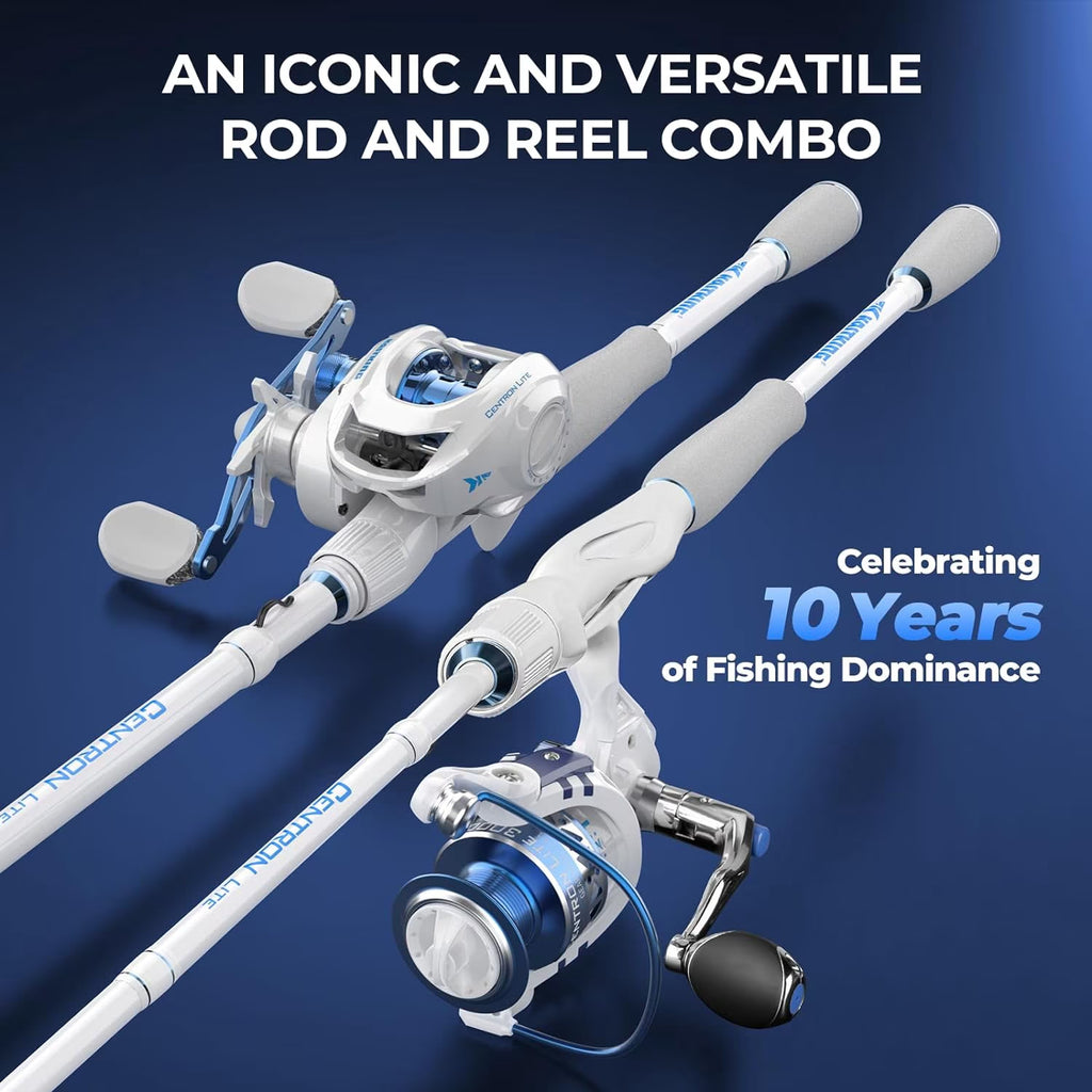 Baitcaster Fishing Rod and Reel Combo,Cast-6'0" Medium- Right Handed, SS Guides-Centron Lite