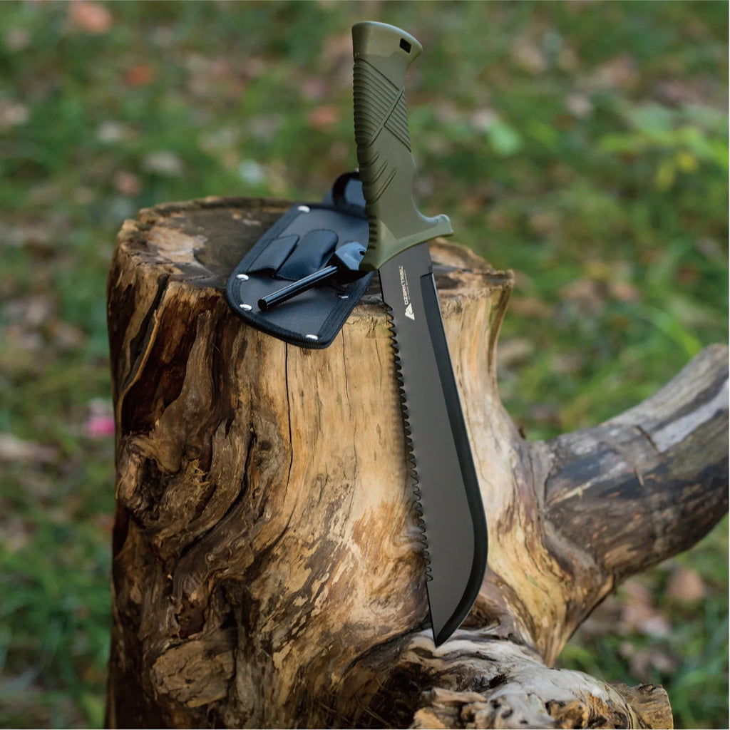 10" Sawtooth Machete with Sheath and Fire Starter