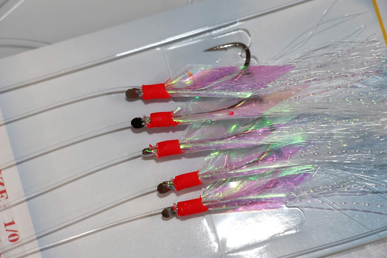 10 Packs Sabiki Rigs Fishing Flasher Lures Bait Rigs Fish Skin, Glow Fishing Beads High Carbon Hooks for Freshwater/Saltwater