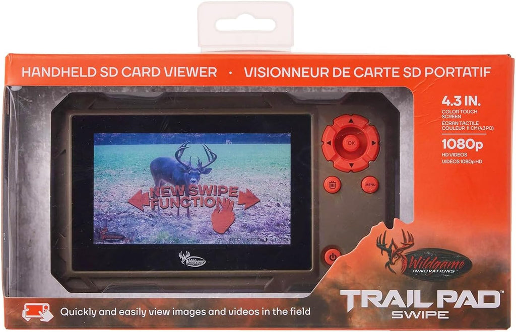 Trail Pad Swipe VU60 SD Card Viewer for Hunting & Wildlife Observation Compact Water-Resistant Memory Card Reader with 4.3" Touch Screen