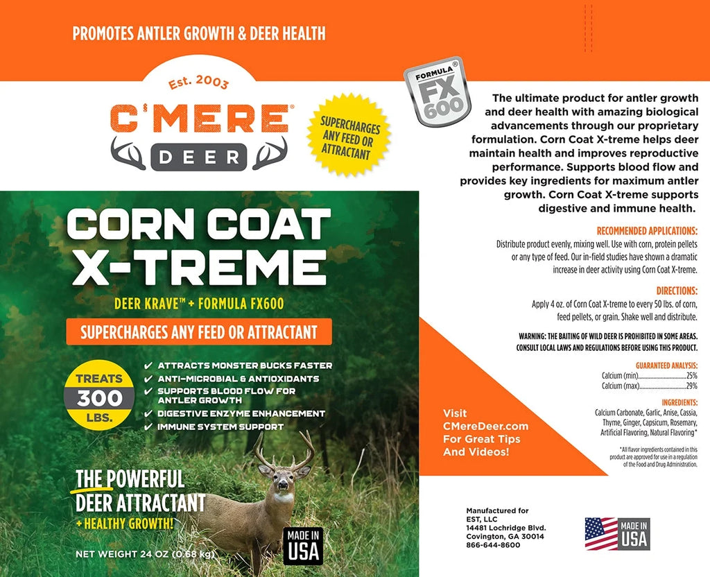 (6 Pack)  Corn Coat X-Treme Deer Attractant, 24 Oz – FX600 + Deer Krave Enhanced Formula