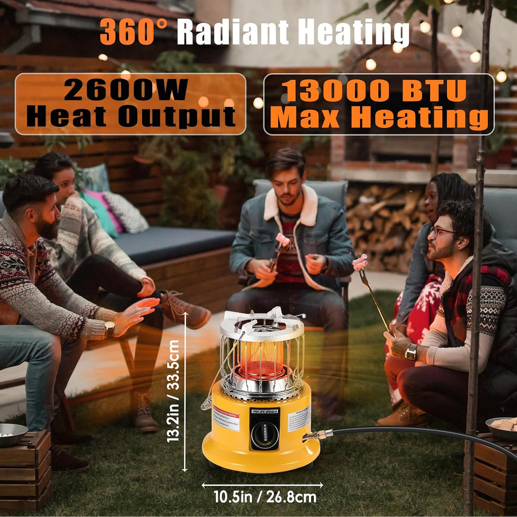 2 in 1 Propane Heater & Stove, 13000 BTU Portable Propane Heater with Handle, Outdoor Heater Gas Stove for Patio, Camping, Tent, Ice Fishing, Garage