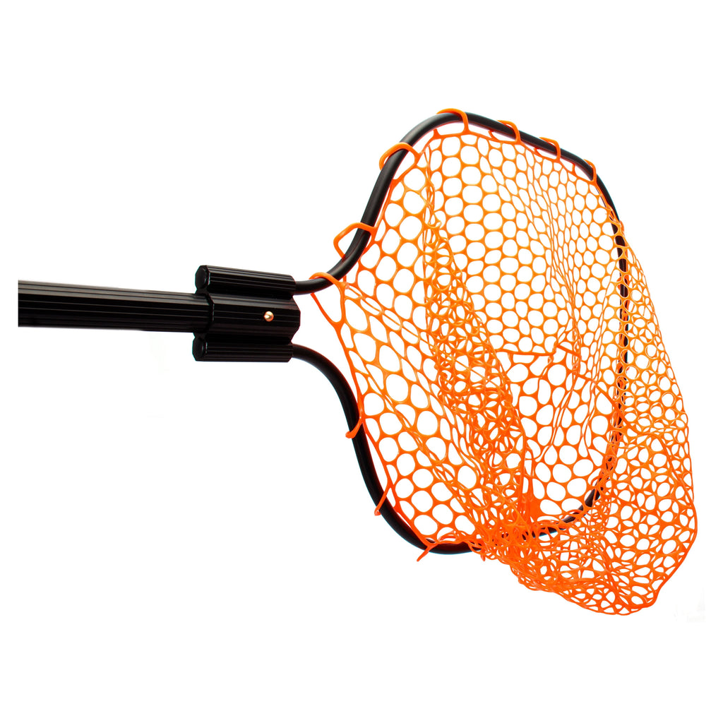 Telescoping Rubber Landing Net with Aluminum Handle, Orange Mesh