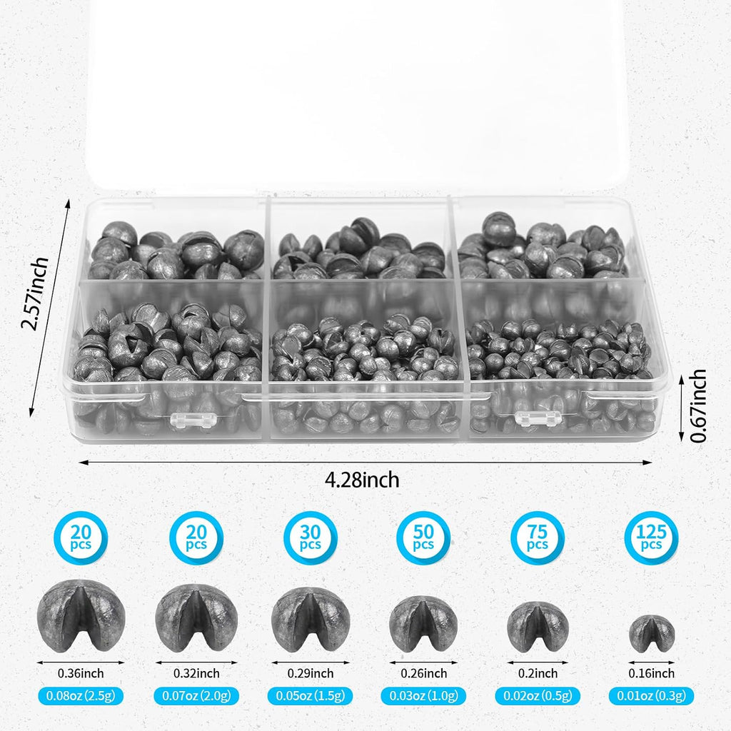 200/320Pcs Split Shot Fishing Weights Sinkers, 5/6 Sizes