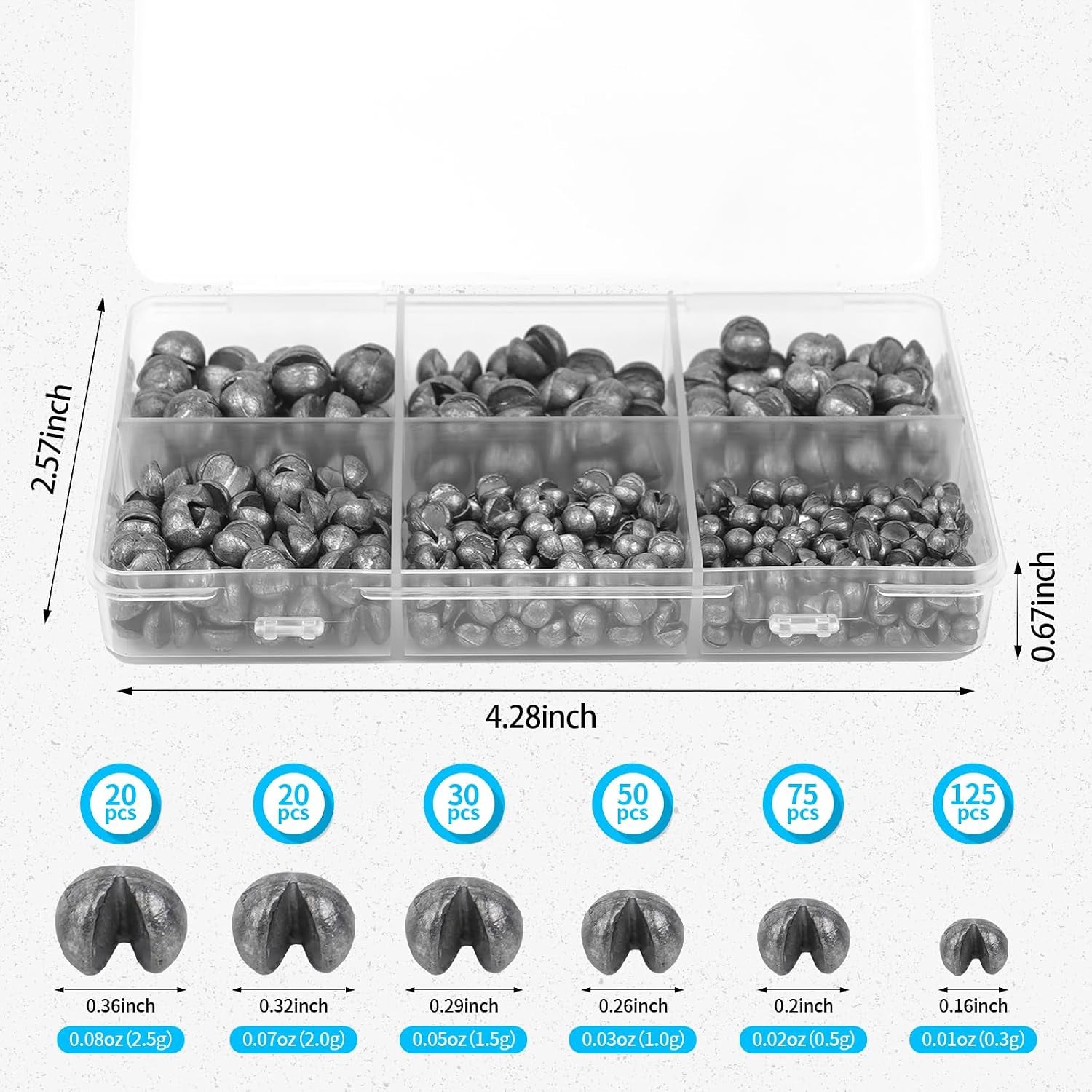 200/320Pcs Split Shot Fishing Weights Sinkers, 5/6 Sizes