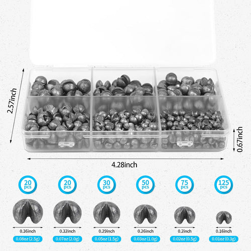 200/320Pcs Split Shot Fishing Weights Sinkers, 5/6 Sizes