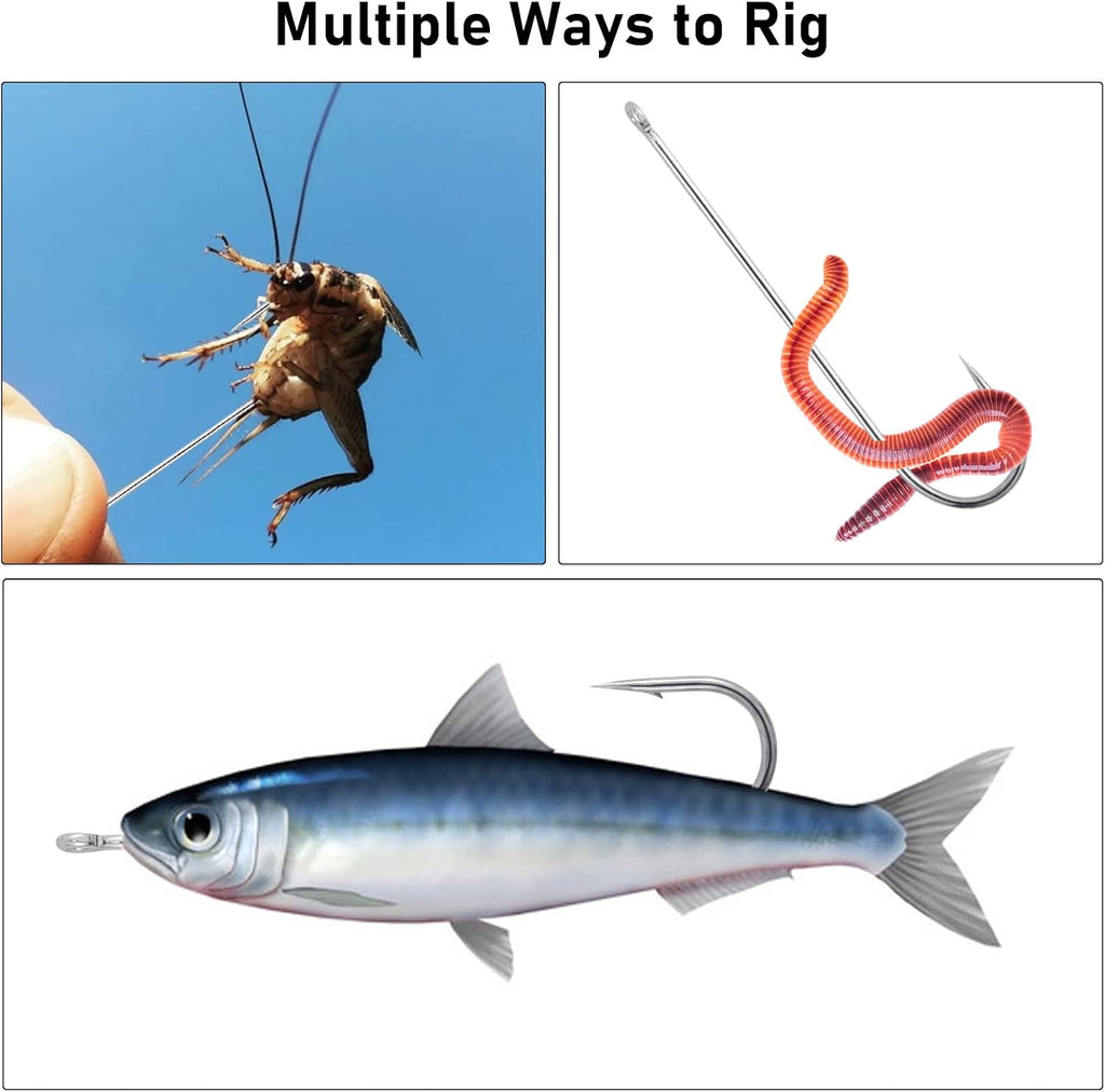 100 Pack Extra Long Shank Aberdeen Fishing Hooks - Perfect for Crappie, Bass, Bream, Bluegill & Panfish!