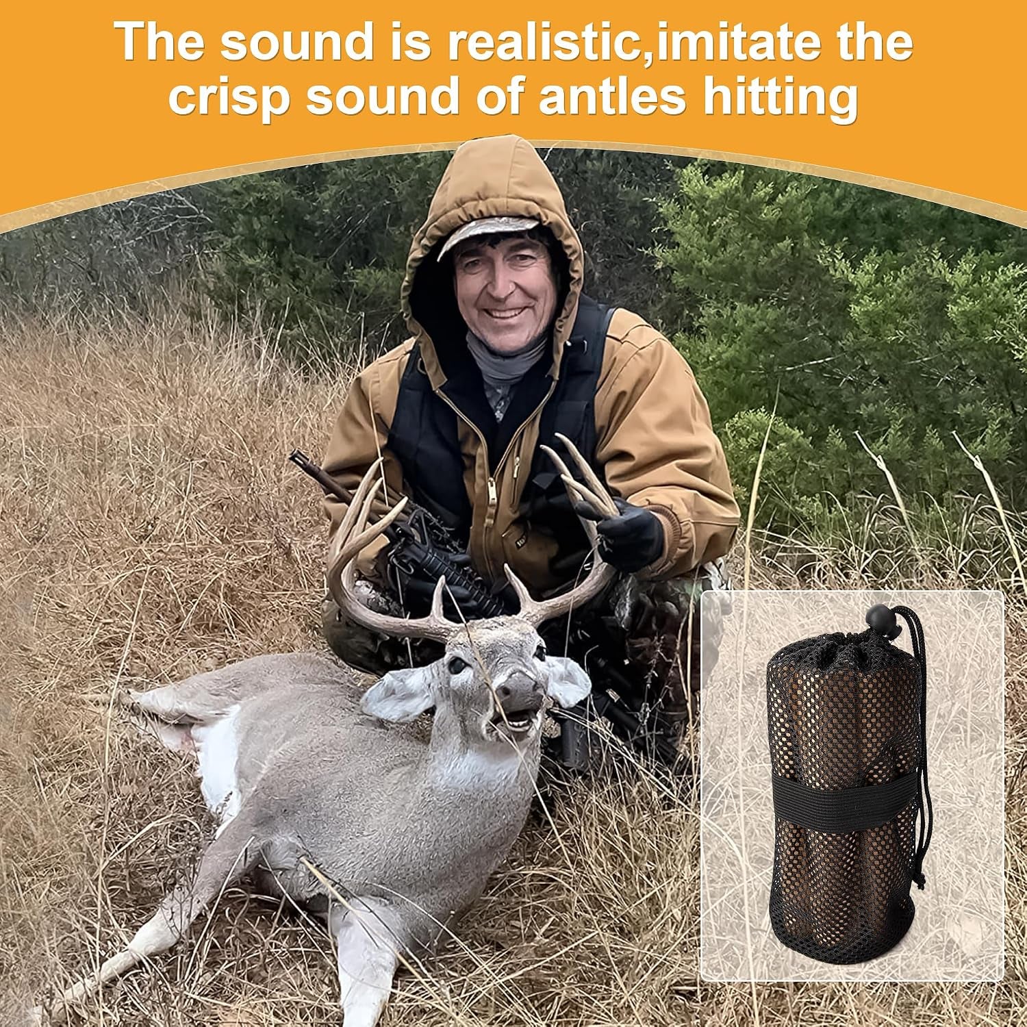 Rattle Bag Buck Call, Realistic Deer Antler Rattling Sound