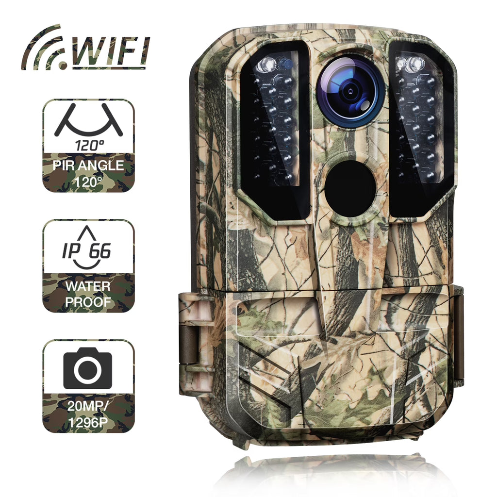 Wifi Trail Camera 24MP 1296P Bluetooth Game Camera with Night Vision Waterproof IP66 Motion Activated