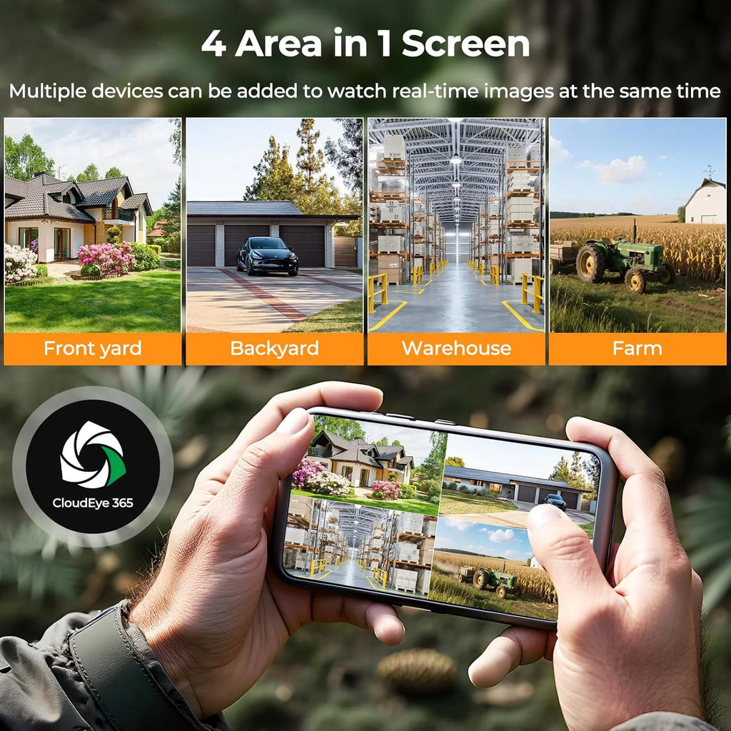 Solar Cellular Trail Camera 4G LTE 2.5K 32MP Hunting Camera 65FT Night Vision 0.1S PIR AI Detection IP66 Wildlife Monitor