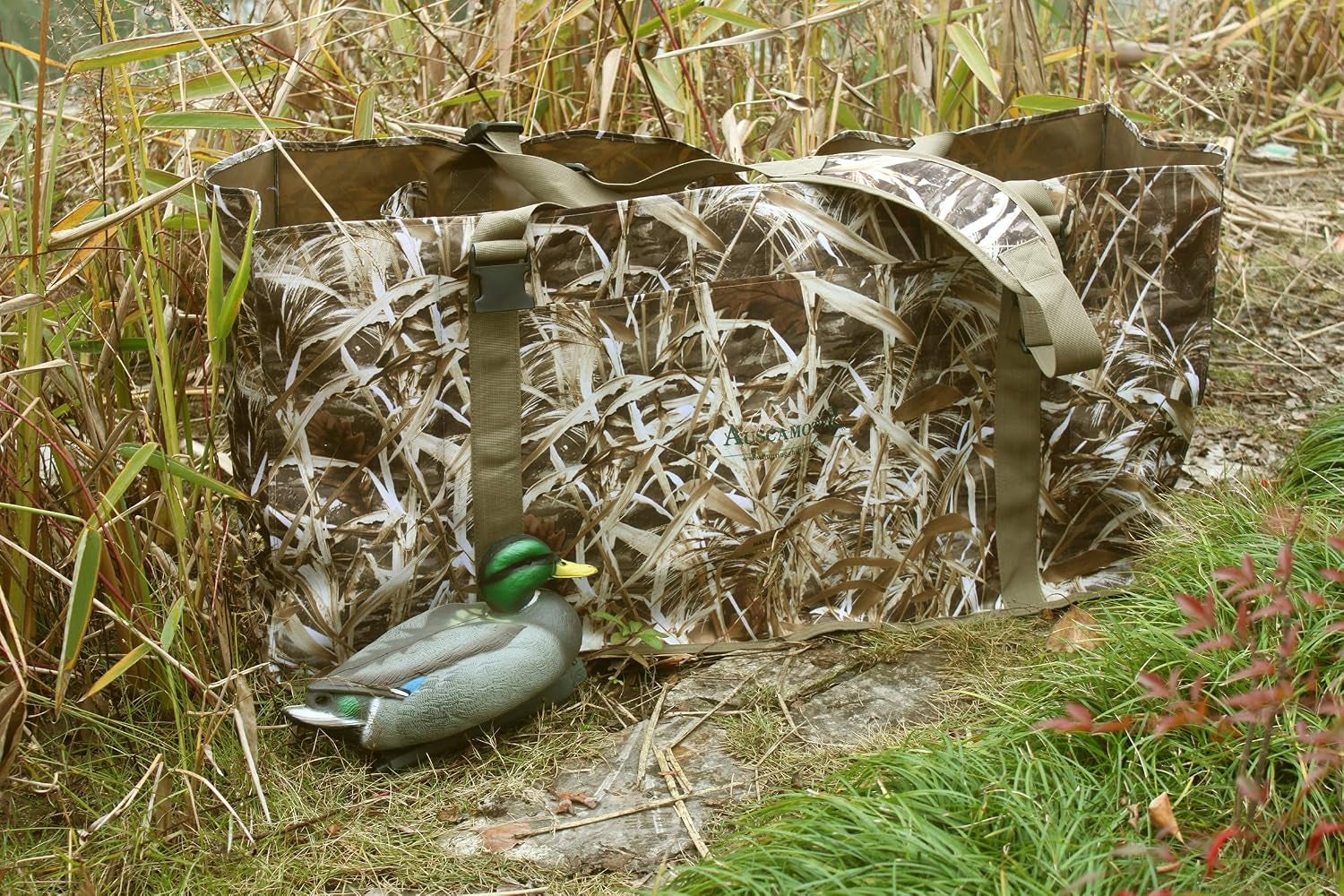 12 Slot Duck Decoys Bag with Waterfowl Hunting Blind Camouflage Printing