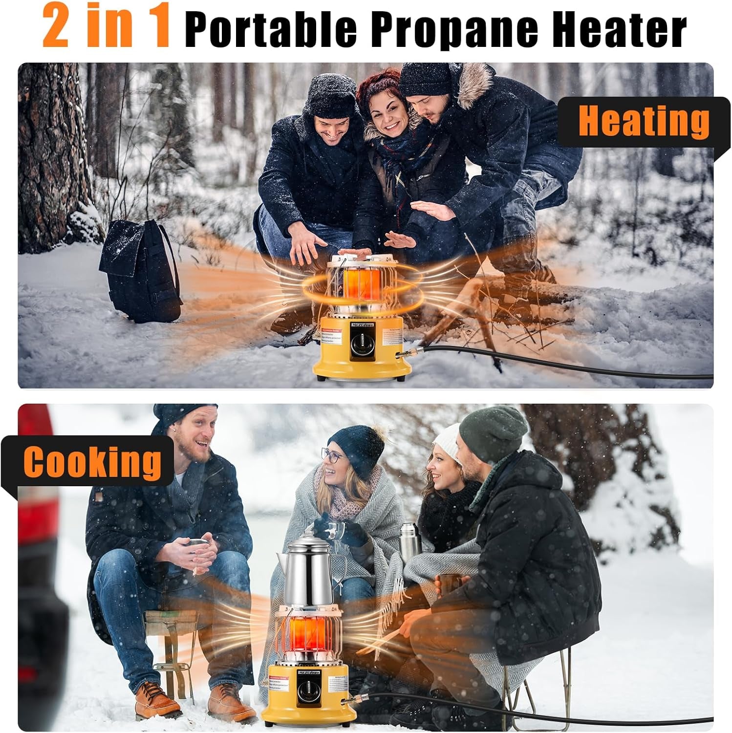 2 in 1 Propane Heater & Stove, 13000 BTU Portable Propane Heater with Handle, Outdoor Heater Gas Stove for Patio, Camping, Tent, Ice Fishing, Garage