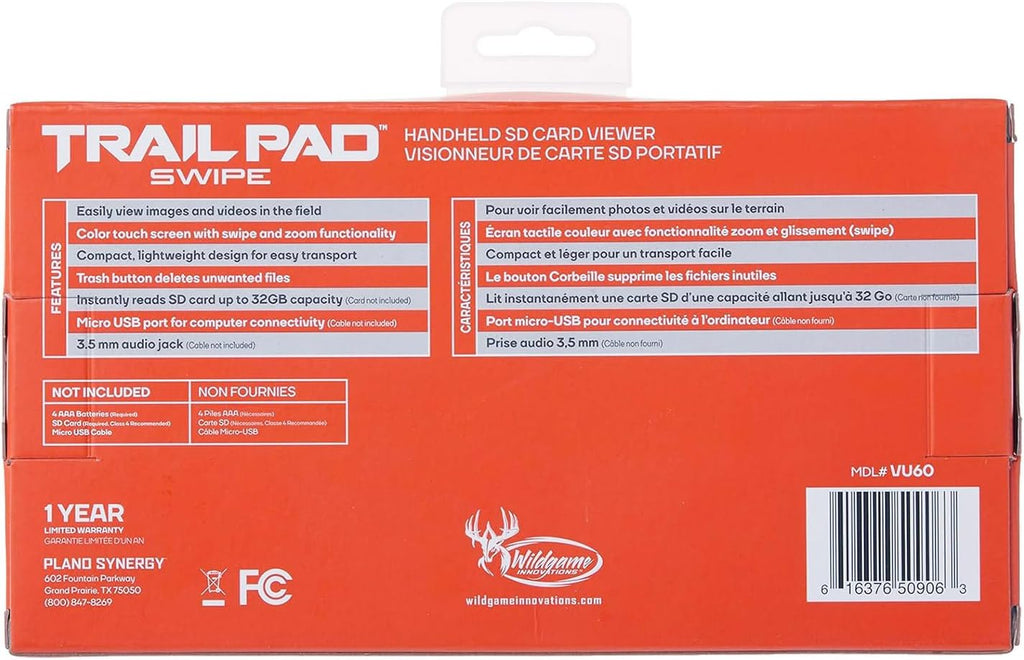 Trail Pad Swipe VU60 SD Card Viewer for Hunting & Wildlife Observation Compact Water-Resistant Memory Card Reader with 4.3" Touch Screen