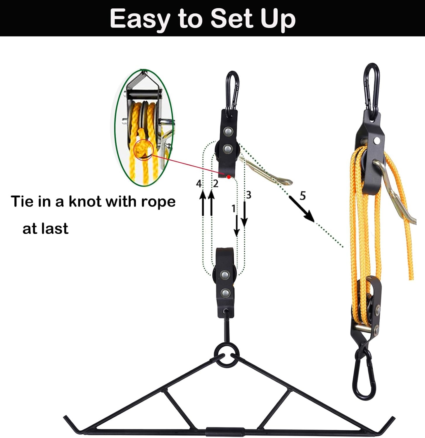 Deer Hanger for Skinning, Deer Hunting Game Hoist Pulley Lift System with Gambrel, Max to 700LB for Hanging and Processing Deer Hog Goat