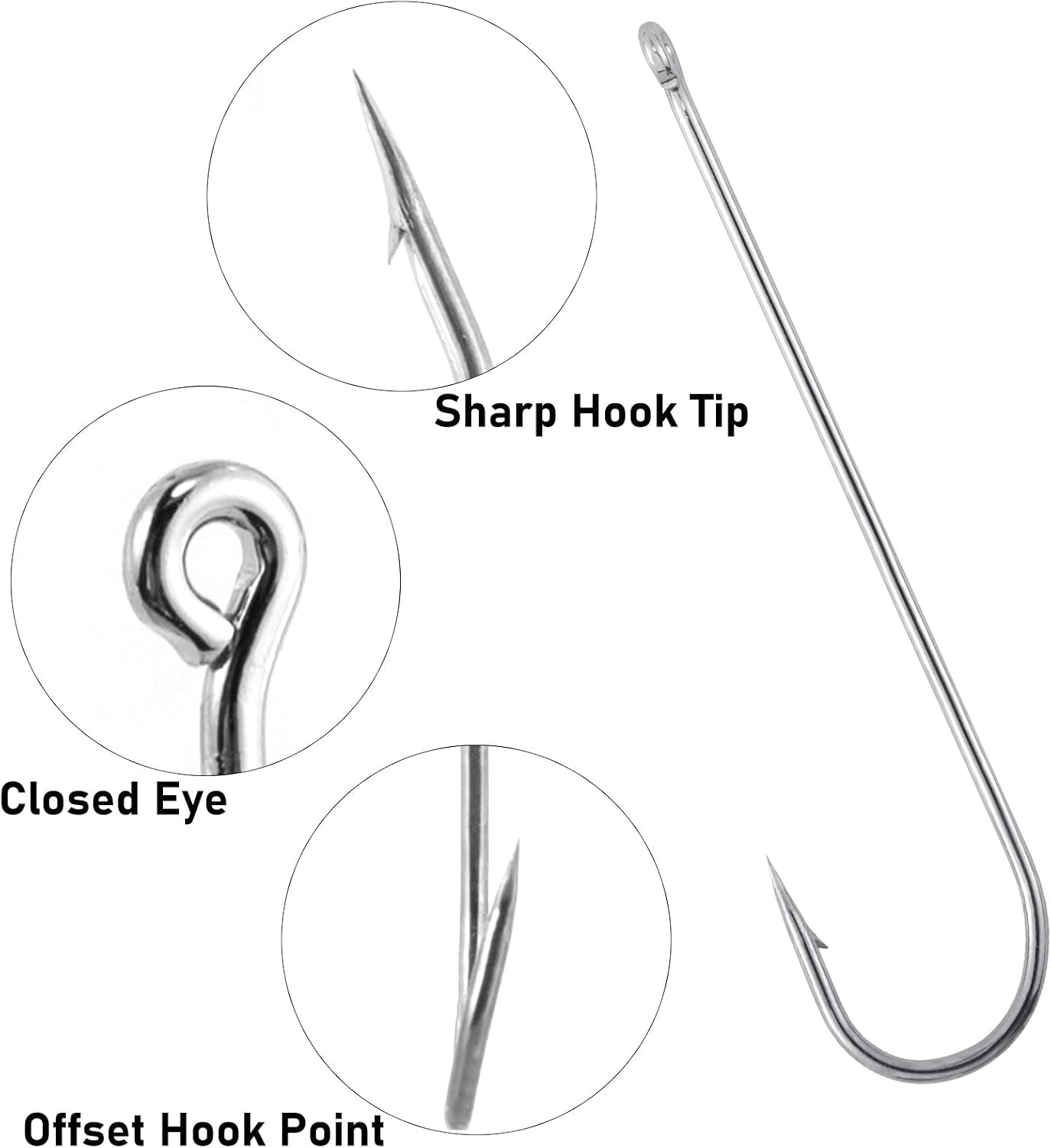 100 Pack Extra Long Shank Aberdeen Fishing Hooks - Perfect for Crappie, Bass, Bream, Bluegill & Panfish!